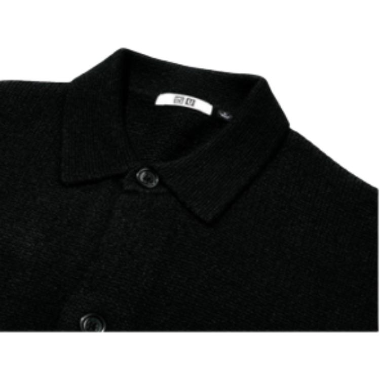 Uniqlo FW23 U Series Solid Color Loose Knit Shirt Jacket Unisex Jackets Black 462921-09