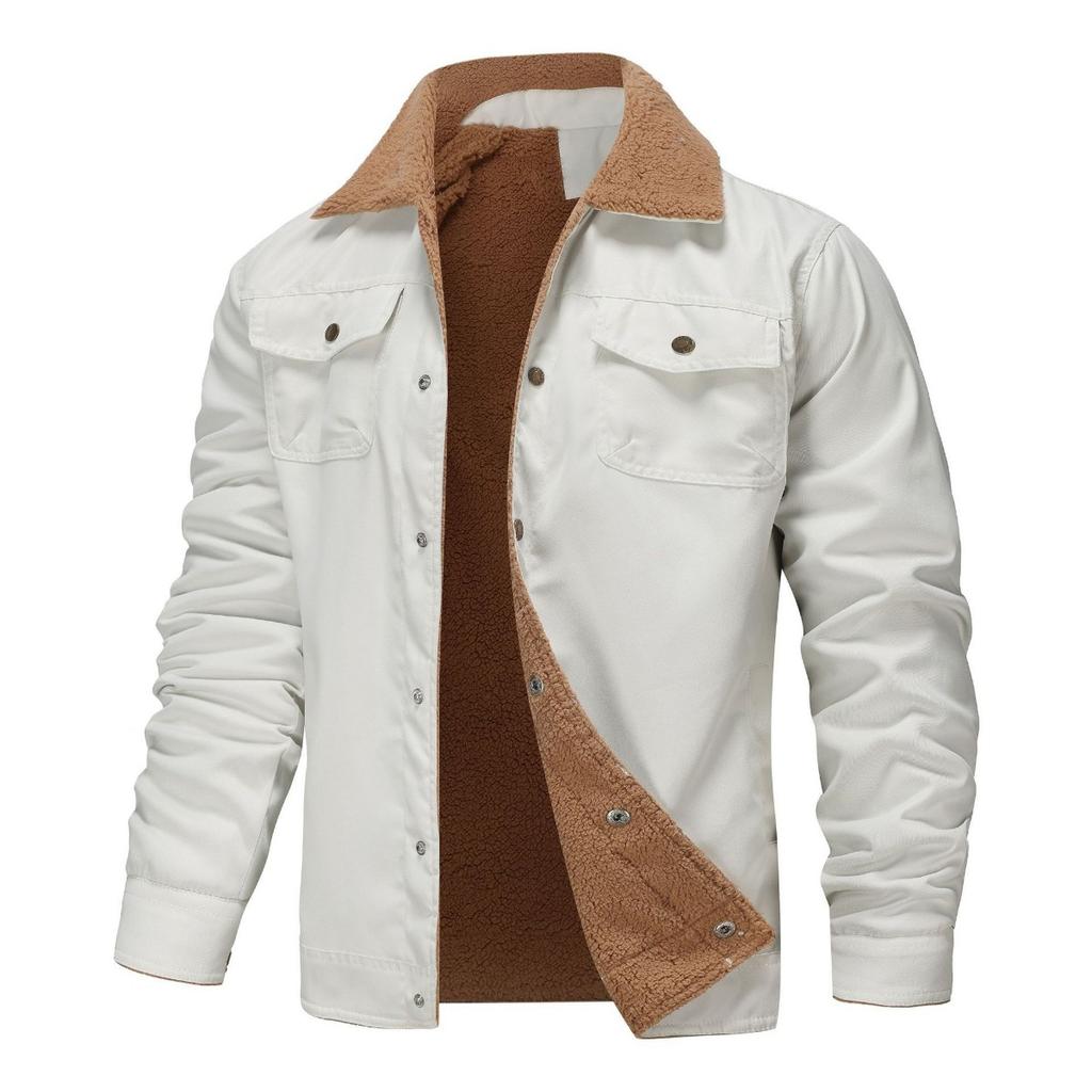 Men's Fall/winter Men's Fleece-lined Cotton Workwear Casual Jacket Coat Men's Cotton Overcoat