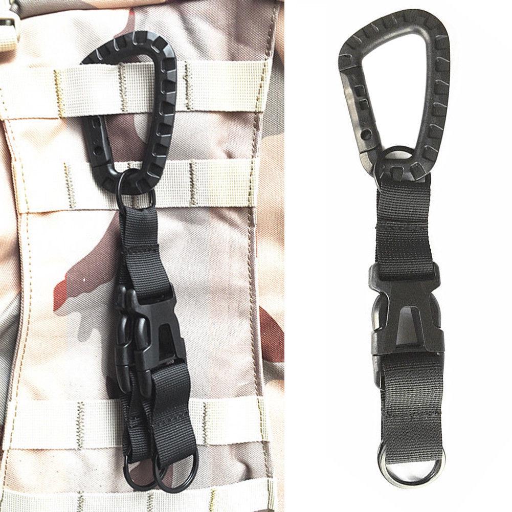 Tactical Key Ring Holder Gear Keychain Clip Nylon Webbing Quick Release Buckle Molle Bag Attachments Metal Carabiners Keychain