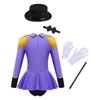 Girls Circus Costume Set Long Sleeve Lapel Tassel Shoulder Back Zipper Leotard Bow Tie Hat Magic Wand Gloves
