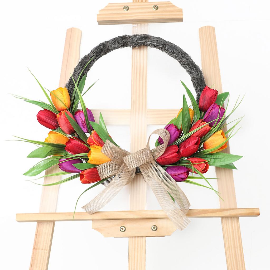 Artificial Flower Wreath 40cm Spring   Wreath Front Door Decoration for Indoor Outdoor