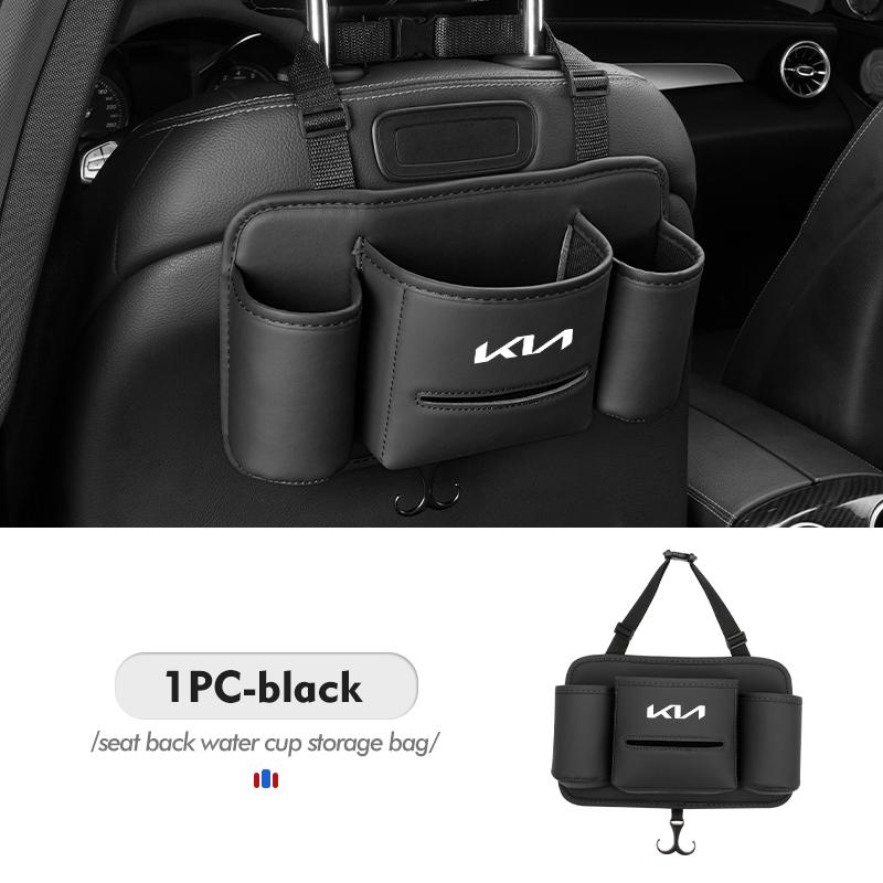 Car Seat Back Leather Hanging Tissue Water Cup Storage Bag For KIA Stinger Optima Cerato Soul Venga Forte Spectra Sedona RT1