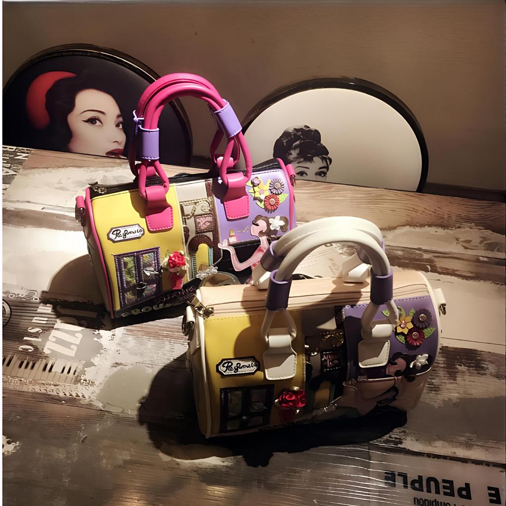 Hochwertige Textur PU-Leder Damenhandtaschen Neue Europäische Schöne Damen Umhängetasche Kreative Handgestickte Boston Tasche Crossbody Tasche AVE