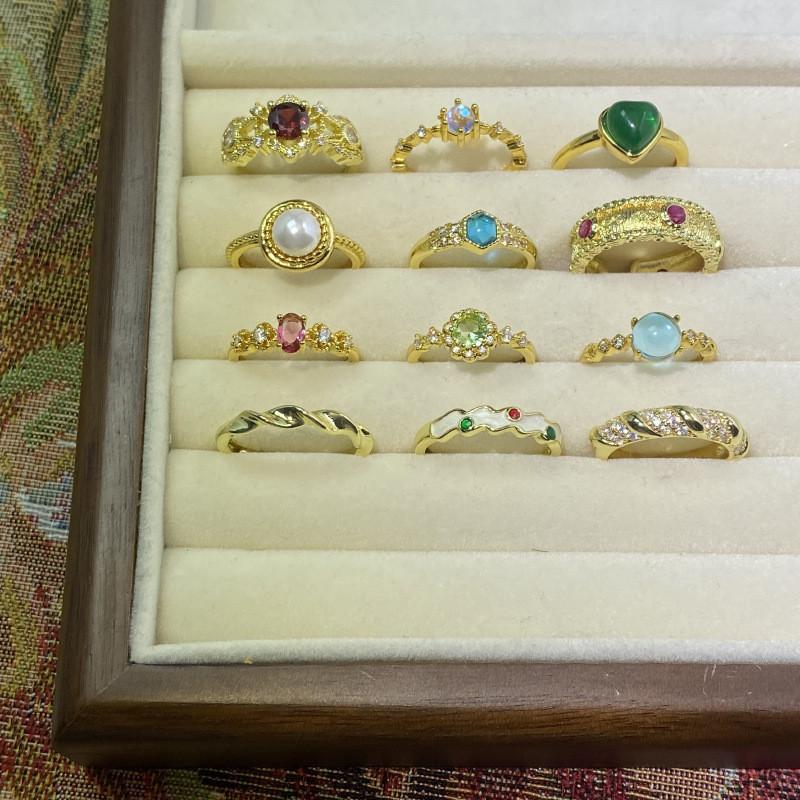 Vintage Style Geometric Adjustable Rings For Women Elegant Fashionable Copper Jewelry