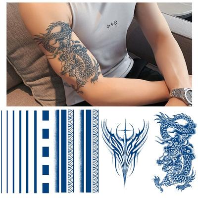 Rayo de la Muerte Recto No Reflectante Jugo Pegatina de Tatuaje Herbal Líneas Impermeable Duradero Hombres y Mujeres Pegatinas de Cambio Gradual
