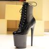 Soleist Extrem 8" Stiletto Heel Lace-Up Peep Toe Pole Dance Exotic Platform Short Boots Size 35-43