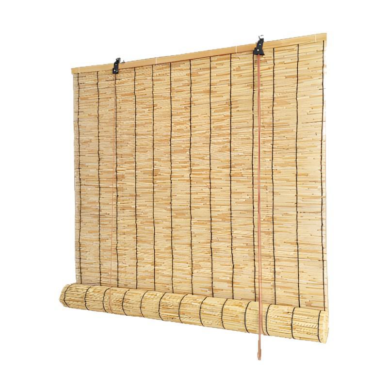 Outdoor Reed Bamboo Roller Blind - Breathable Sunshade for Balcony or Courtyard