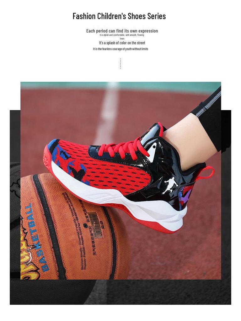 Jungen rutschfeste atmungsaktive Netz-Basketball- & Trainingsschuhe