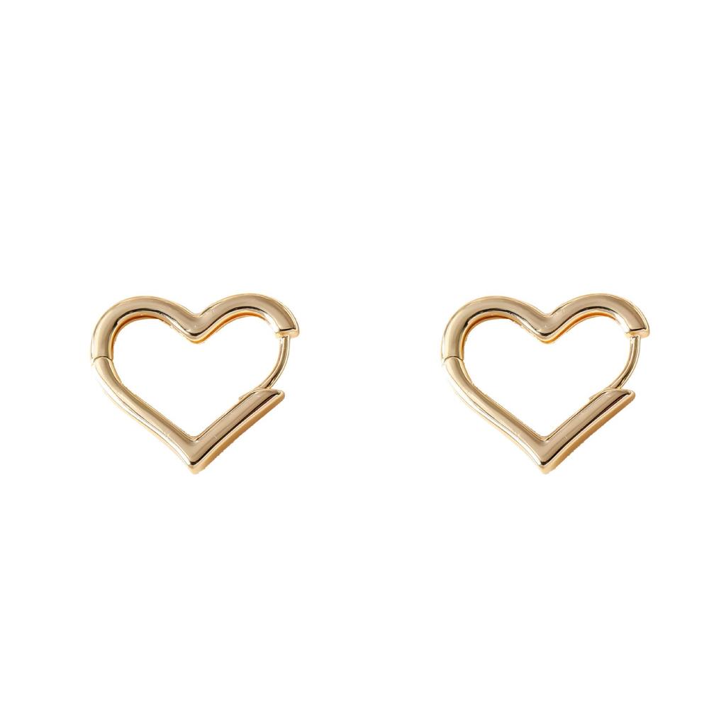 Korean Heart Shape Earrings: Elegant Ear Cuffs for Women - Luxury, Simple Hoop, Hip Hop Style Jewelry