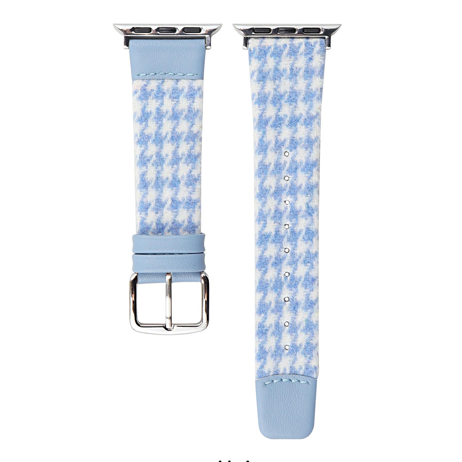 

Шерстяной ремешок из кожи для Apple Watch Series 10 Ultra 9 8 7 SE 6 5 4 3 2 1 46 мм 49 мм 45 мм 44 мм 42 мм Blue