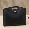 Solid Color Office Document Tote Bag PU File Bag Fashionable Briefcases  Women