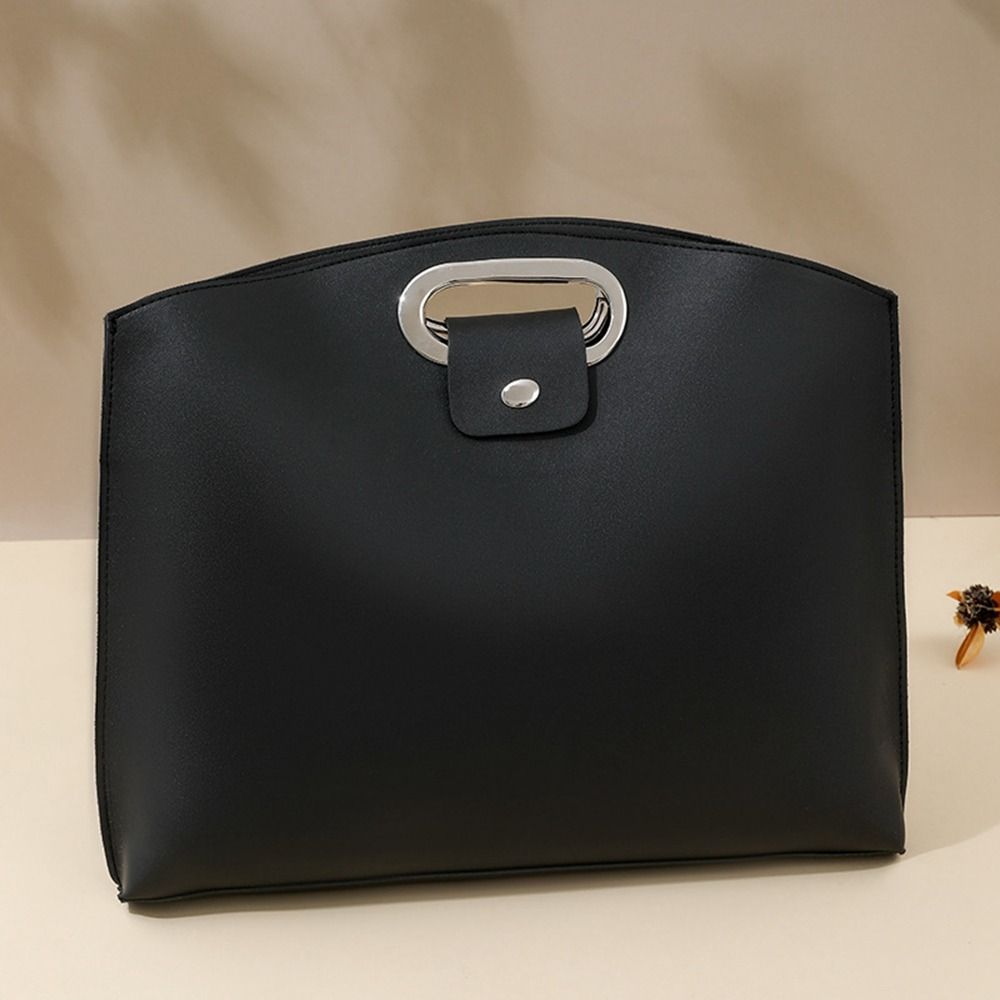 Solid Color Office Document Tote Bag PU File Bag Fashionable Briefcases  Women