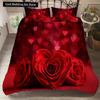 Red Rose King Queen Duvet Cover Romantic Flower Bedding Set Valentine's Day Quilt Cover Couples Floral Polyester Comforter Cover