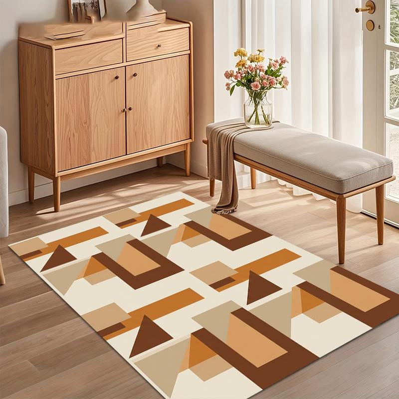 Geometric Style Living Room Carpet, Durable and Slip-Resistant Sofa, Coffee Table Rug, Bedroom Floor Mat, Home Decoration