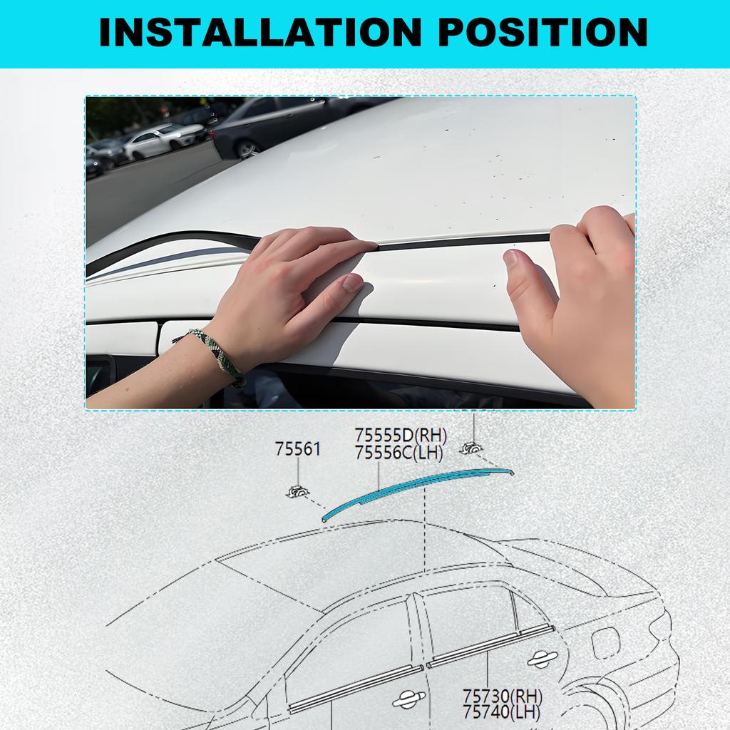 2pcs Right & Left Side Roof Drip Moulding Trim Rubber Set 7555602160 7555512140 For Toyota Corolla Sedan 2009 2010 2011 2012-13