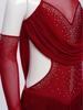 Girls Five Finger Mesh Gloves Glittery Rhinestones Design Full Length Latin Dance Performance Accessories