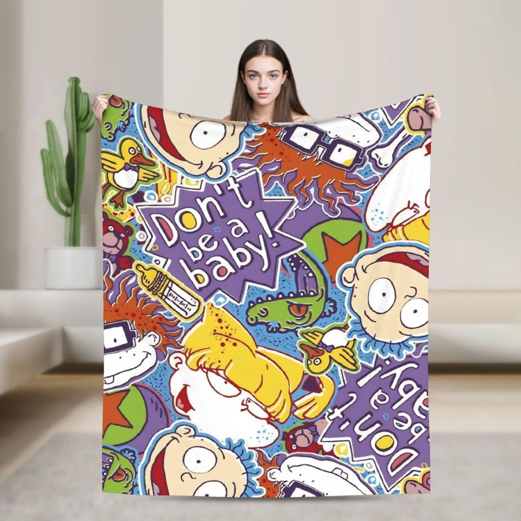 Rugrats Playful Character Blankets  Warm Soft Plush Throw Blanket For Couch Chair Airplane Travel Flannel Bedspread Bed Cover