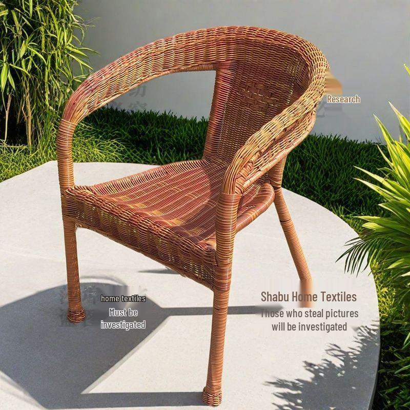 Extra-Thick Rattan Chair for Outdoor or Indoor Terrace Leisure