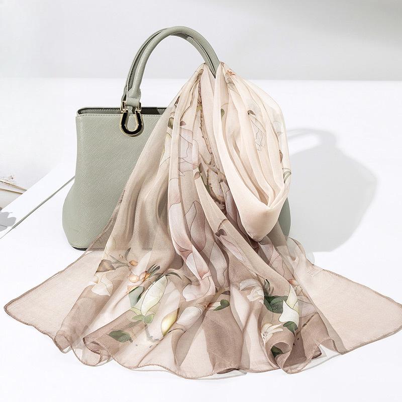 Shanghai Story New Silk Scarf Women's Spring and Summer Thin Mulberry Silk Printed Scarf Fashionable and Versatile Shawl