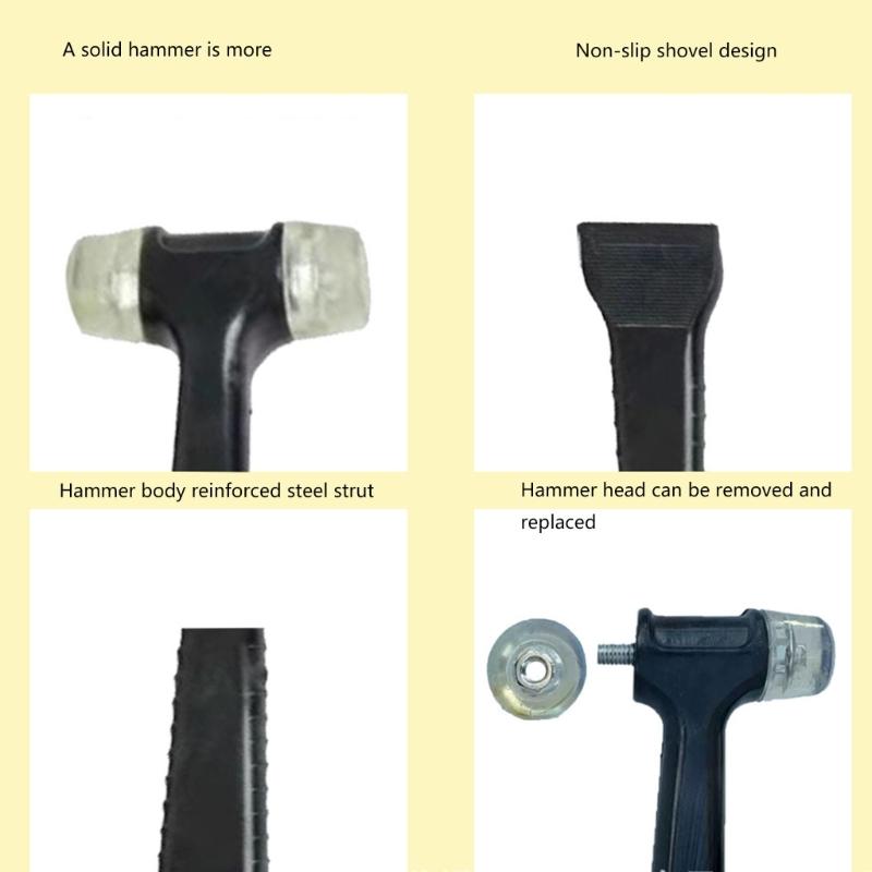 2 In 1 Installation Rubber Hammer Plastic Scraper For Flooring, Tile, Window Projects With Ergonomic Handle Tool
