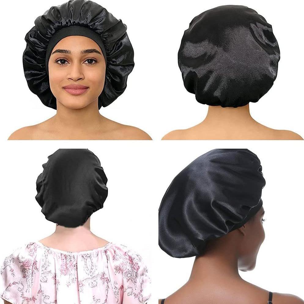 

Women s Satin Solid Wide-brimmed Sleeping Hat Night Sleep Cap Hair Care Bonnet Nightcap For Women Men Unisex Cap bonnet de nuit темно-синий