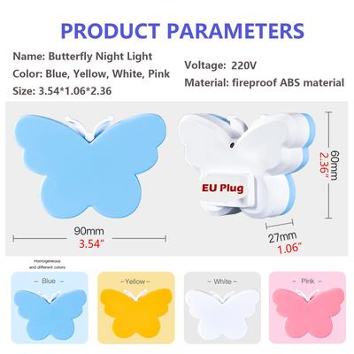 Schmetterling Nachtlicht Stecker für Wand Automatisch Dämmerung bis Morgengrauen Smart Sensor Nachtlicht für Wohnzimmer Schlafzimmer Badezimmer Kinder 220V EU