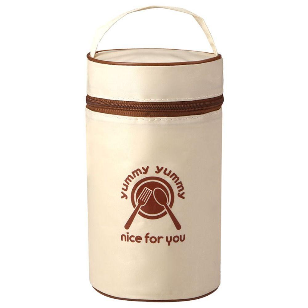 Round Barrel Food Storage Bag Large-Capacity Tote Lunch Bag Portable Lunch Box