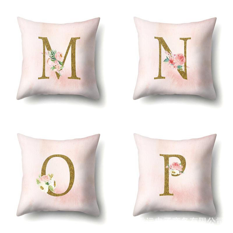 Polyester Pillowcase Home Fantasy Watercolor Print Pillowcase 26 English Letter Cushion Cover