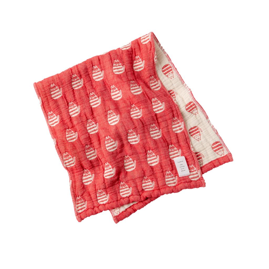 Fuwara Gauze Face Approximately 30 X 75 Cm 6-ply Towel, (cat (chatora)/red)