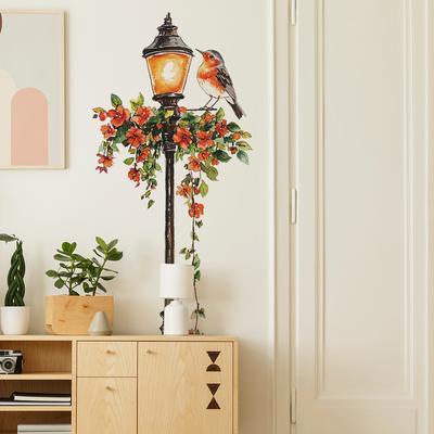 Kreative Retro Straßenlaterne Vogel Schlafzimmer Arbeitszimmer Hintergrund Verschönerung und Dekorative Wandaufkleber