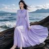 Womens Long Flowy Chiffon Dress French Style Vacation Party Maxi