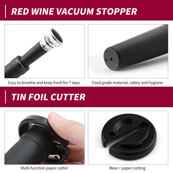 Electric Wine Opener Set Rechargeable Bottle Opener Corkscrew with Wine Aerator Pourer Foil