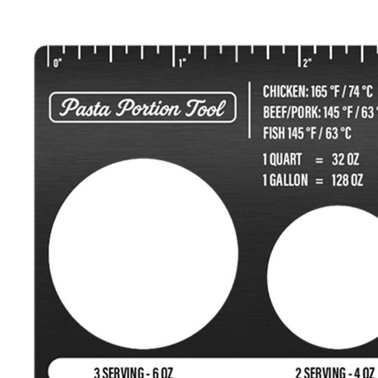 Pasta Portion Measure Tool with Cooking Guide Stainless Steel Kitchen Scale for Spaghetti Includes Unit Conversion & Cooking Time Chart Portable