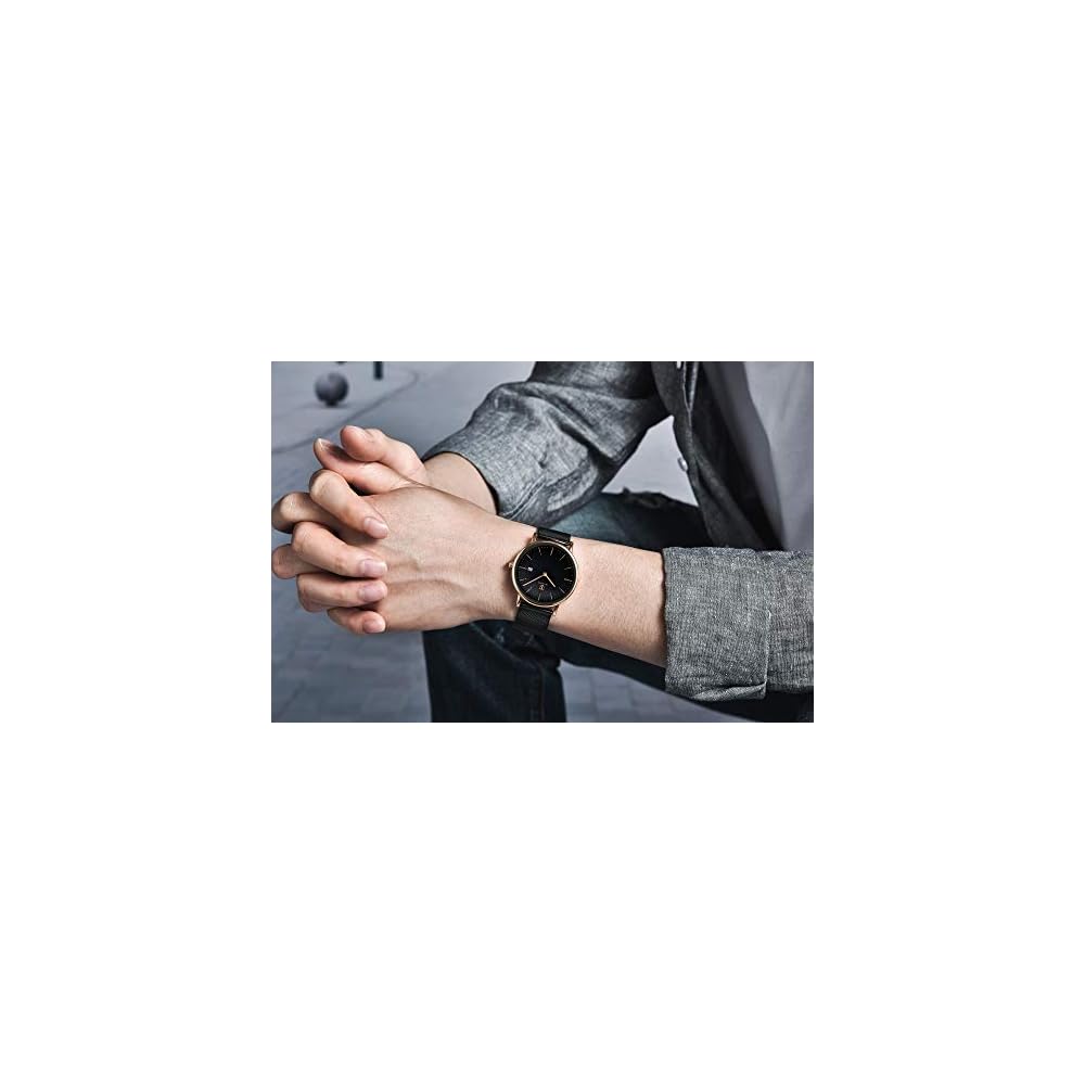 Ben Nevis Men's Casual Analog Watch Black Mesh Band Waterproof Slim Date Display Quartz
