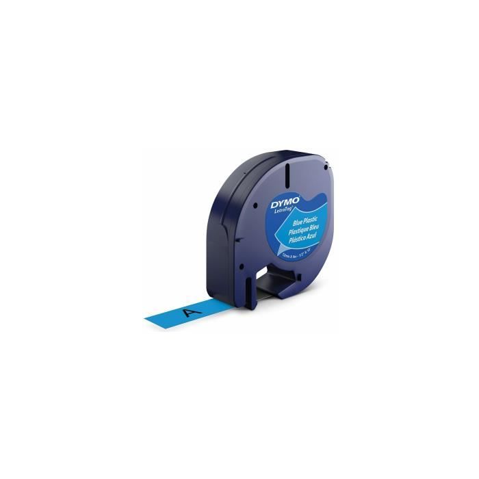 Rubans en plastique dymo letratag 12mm x 4m noir/bleu - compatible avec dymo letratag lt100h