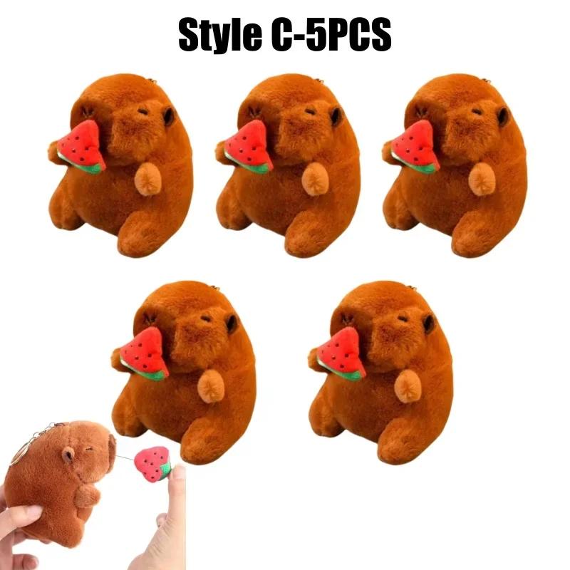 Cute 12cm Plush Capybara Keychain Snot Pulling Charm Cartoon Stuffed Animal School Bag Pendant Gift For Kids Adults