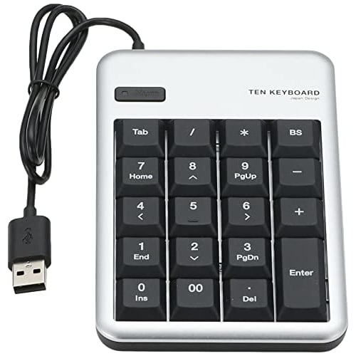 Elecom Numeric Keypad Wired Membrane M Size 10 Million Times High Durability Silver TK-TCM011SV