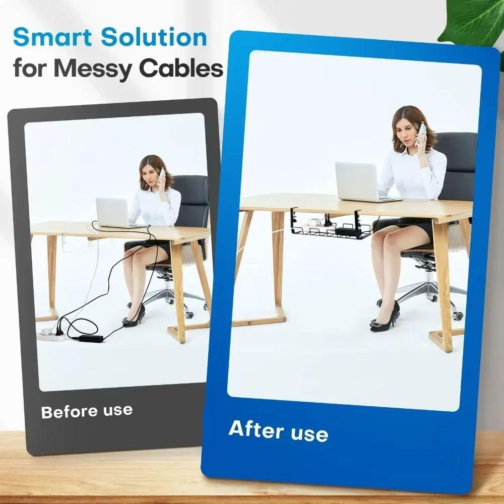 Stabiler Metall-Kabelkanal ohne Bohren Schreibtisch-Kabelorganisator Untertisch-Ablageregal Büro