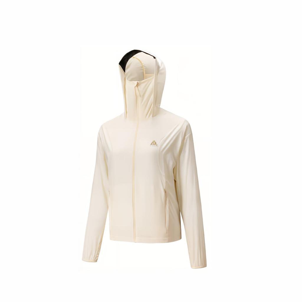 Anta Outdoor Series Solid Color Zip-Up Hooded Comfortable Breathable Versatile Loose Sun Protection Jacket Women Jackets Warm-Jade-White 962526601-1