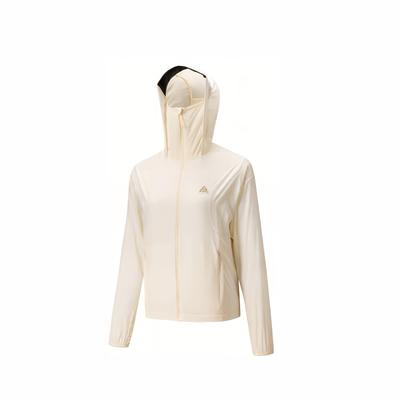 Outdoor Series Solid Color Zip-Up Hooded Comfortable Breathable Versatile Loose Sun Protection Jacket Women Jackets Warm-Jade-White 962526601-1