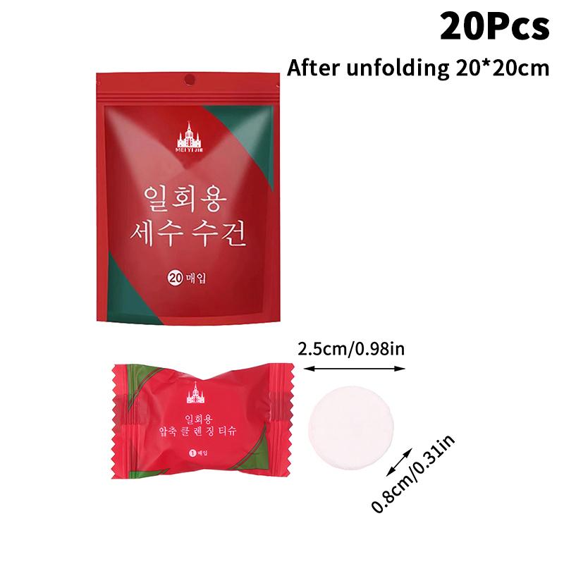 

1/6/20 шт. Спрессованное полотенце Дорожное Быстросохнущее Полотенце для умывания Поездка Одноразовое Гостиничное Моющееся Тканевое Полотенце Салфетка Мочалка 20x20cm 20Pcs