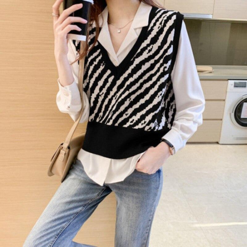 Sweater Vest Women New Autumn Winter Loose Harajuku Pullover Pulls Femme Sleeveless Knitted V-Neck Chic Outerwear