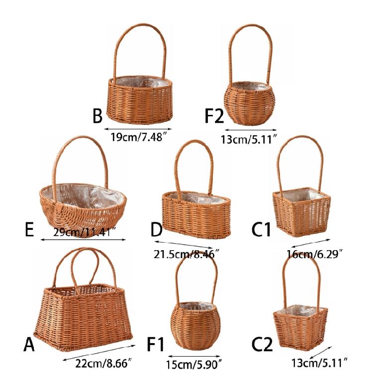 Handwoven Floral Basket Rattan Storage Basket for Picnics and Outdoor Activities