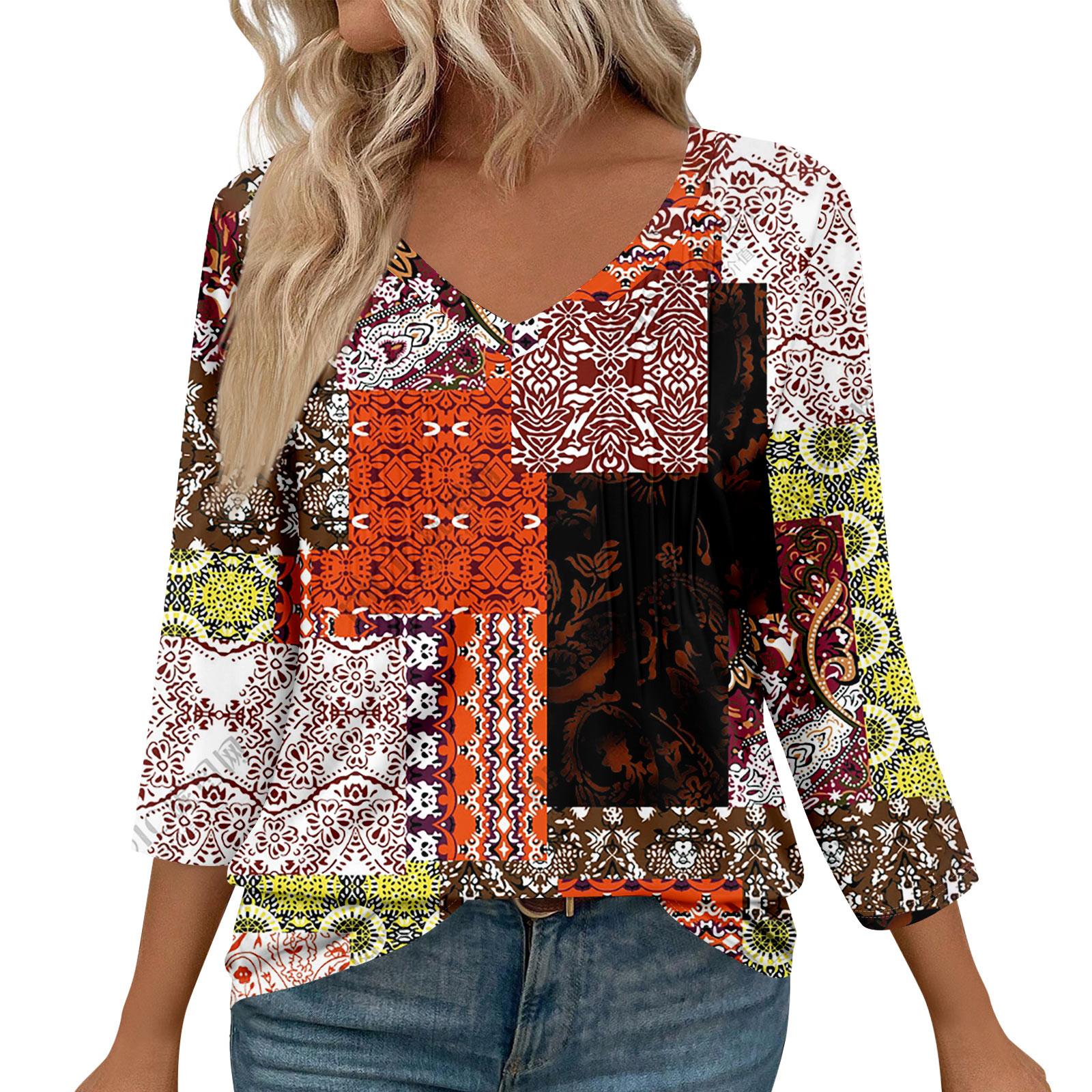 

Жіночі модні повсякденні топи з рукавами 3/4, плісировані модні футболки M шафрановий