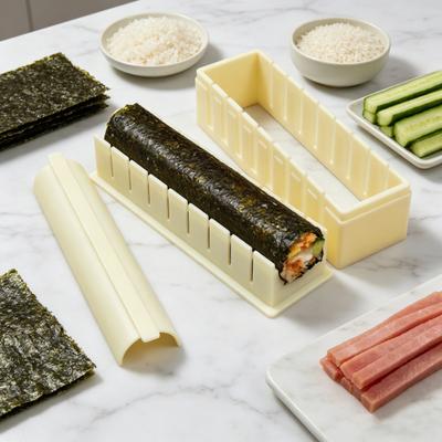Pressa per Sushi, Stampini per Sushi Roll per Principianti, Set Compatto di Stampini per Sushi con Forme Quadrate, Rotonde e a Cuore, Kit Facile per Preparare Sushi Fai-da-Te per Pasti Veloci