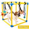 Parc d'attractions pour chiots en PVC 8 jouets suspendus 50x50x50CM Parc d'attractions pour chiens avec sangle élastique Jouets d'intérieur sûrs et fiables pour animaux de compagnie Fournitures pour animaux de compagnie