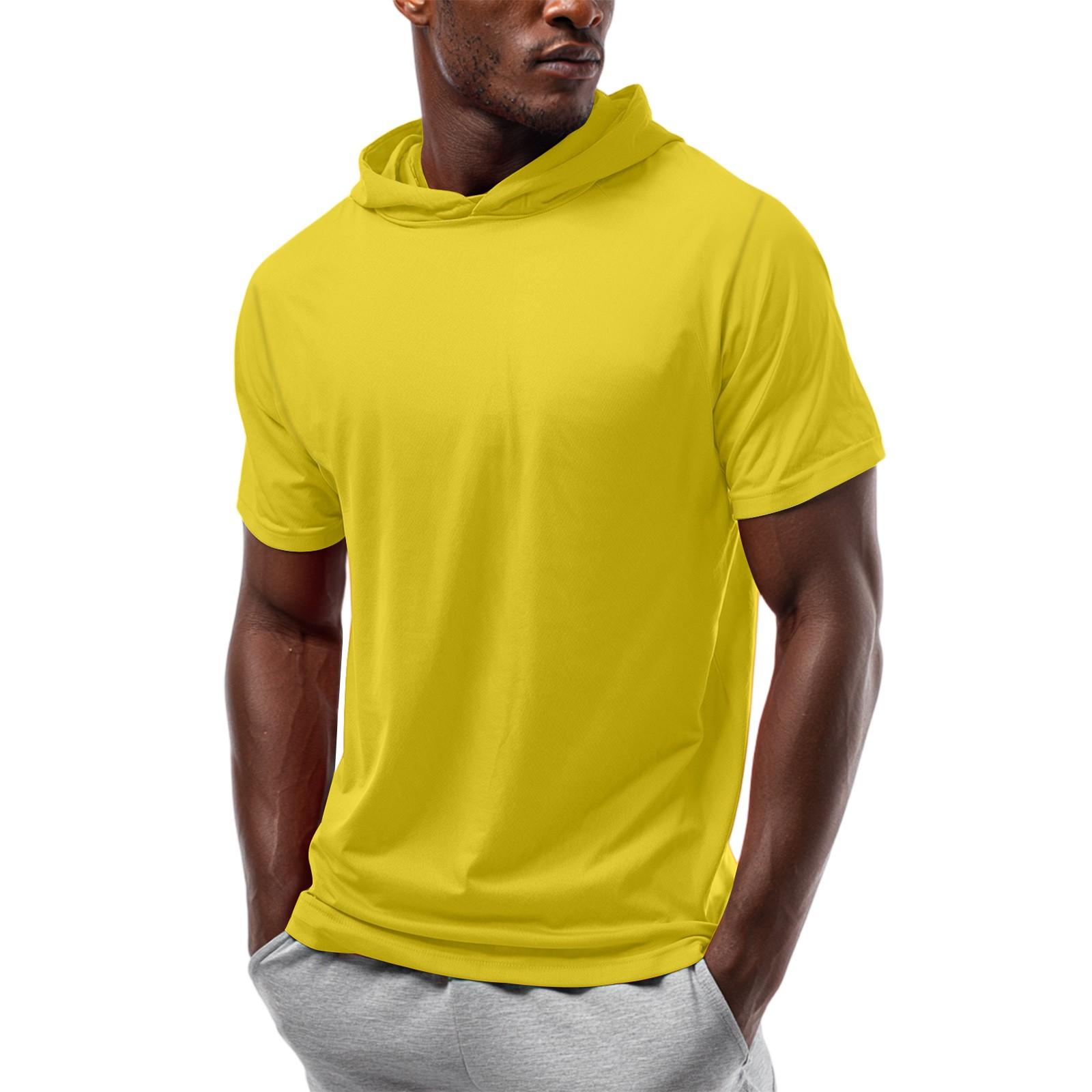 

Мужская футболка с капюшоном с короткими рукавами и прямыми плечами L жёлтый