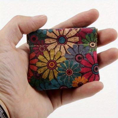Floral Print Women Wallet Key Bag Cute Pouch Kiss Lock Lightweight Small Wallet Cute Bag Suitable For Daily Casual Suitable For Keys Earphones Storage