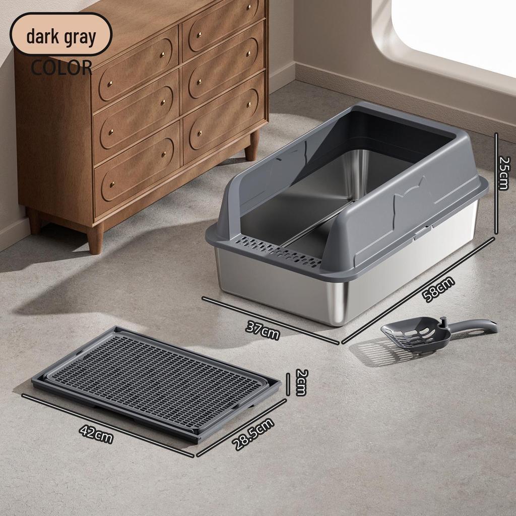 Stainless Steel Top-Entry Cat Litter Box, Anti-Splash Design