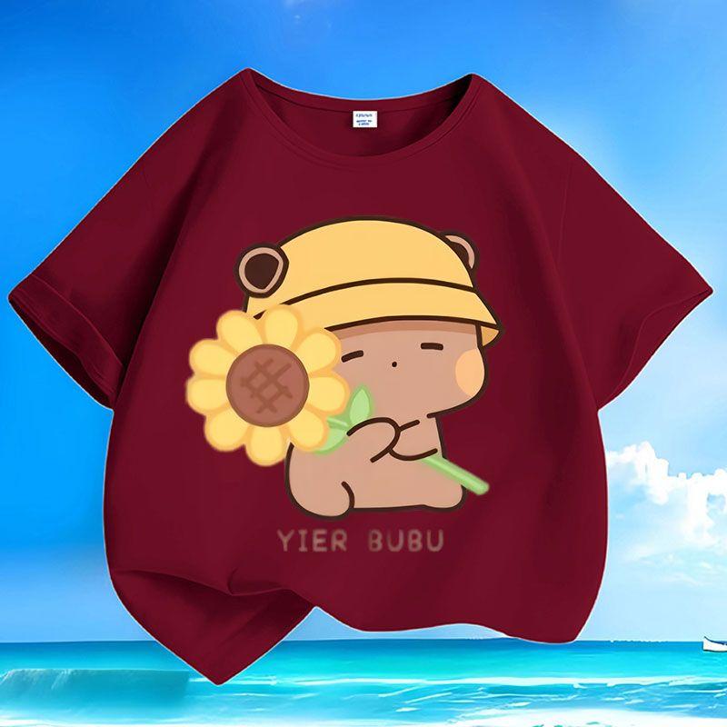 

Children s Fashion Round-neck Pure Cotton Top, Summer Casual Short-sleeved Top for Boys and Girls 160